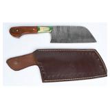 A Handmade Damascus Steel Cleaver Knife
