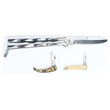3 Vintage Folding Knives incl. Balisong