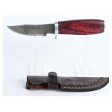 Damascus Steel Clip Point Knife w/ Wood Handle