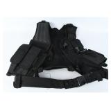 Black Mesh Cross Draw Tactical Vest w/ Duty Belt