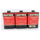 Trio of Norma Smokeless Powder Cans, 2.5 LBS