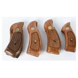 4 Sets S&W Checkered Walnut Revolver Grips