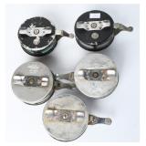5 Vintage Automatic Fly Reels w/ Shakespeare