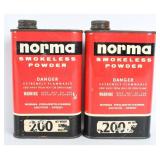 2 Norma 200 Smokeless Powder Tins w/ 2 lbs