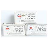 A Lot of 115 Rounds of Mixed 9mm Luger Ammunition