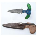 Damascus Steel Push Dagger w/ Sheath