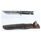 US WWII Cattaraugus 225Q Knife w/ Leather Sheath