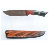 Custom Damascus Steel Knife w/ Leather Sheath