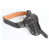A Pair of S.D. Myres Basketweave Leather Belt and