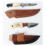 Two Custom Damascus Steel Fixed Blade Knives