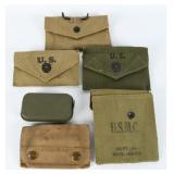 WWII US Army & USMC First Aid Pouches & Packet Tin