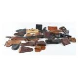 24 Vtg Leather Holsters & Belts w/ Tooled Belt