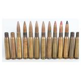 13 WWII Era .50 BMG Cartridges & Casings