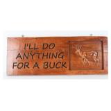 American Carved Curly Maple Deer Relief Plaque