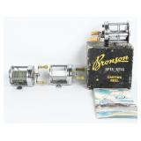 3 Vtg Shakespeare & Pflueger Reels w/ Bronson Box