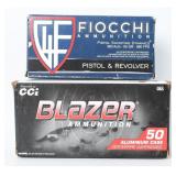100 Fiocchi & Blazer 95gr FMJ .380 Auto Ammunition