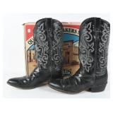 Pair Justin 1409 Men's Black Leather Cowboy Boots