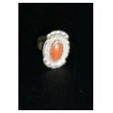 Sterling Silver Coral Stone Size unknown