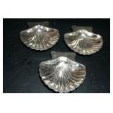 Vtg Silver Shell Plate Butter Pat Dish Set of 3