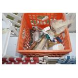 Plastic Tote with Outside Gardening Tools