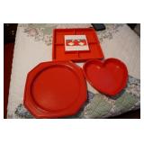 Collection of Red Plastic Dishes