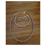 Silver Tone Gold & Black Necklace & Bracelet