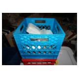 Blue Milk Crate w/storage containers