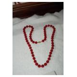 Vtg Red Beaded Necklace