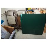 Vtg Card Table w/4 Green metal chairs