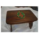 Wooden Foot Stool w/strawberries 1982