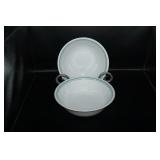 Corelle Ware 2 Bowls Green & Gray Trim