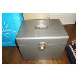 Gray Metal File Box divided pocket no key