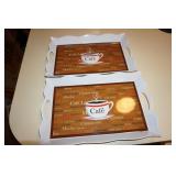2 Plastic 2 Handled Trays says Cafe