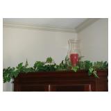 Hurricane Shade w/candle & greenery