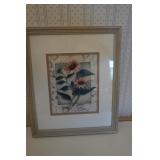 Framed and Matted Picture of Pink Flowers