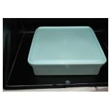 Square Tupperware Container with Green Lid