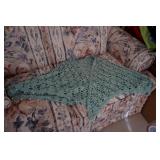 Crochet Shawl  Green with Pearls