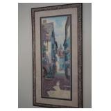 Framed and Matted Picture of European Street Scene