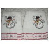 Set of 2 Snowman Hand Towels