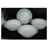 Corelle Ware 6 Bowls,2 Thin Blue/Gray Stripe Dishs