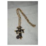 Gold Tone Necklace w/scarecrow