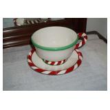 Dept 56 Ex Large Cup & Saucer Peppemint Trim