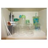 Shelf Lot w/glasses & thermos