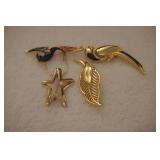 4 Gold Tone Pins