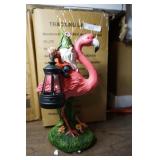 NIP Solar Powered Gnome on a Flamingo Figurine