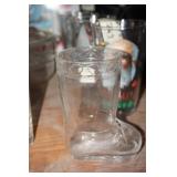 Glass Boot with Holly Leaves