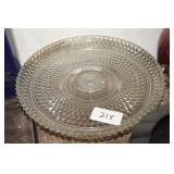 Indian Glass Diamond Point Glass Cake Plate