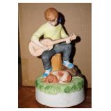 Man Playing a Guitar w/dog at his feet Figurine