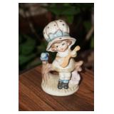 Little Girl Playing Music w/Blue Bird Figurine