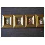 Set of 4 Mini Pictures Gold Trimmed